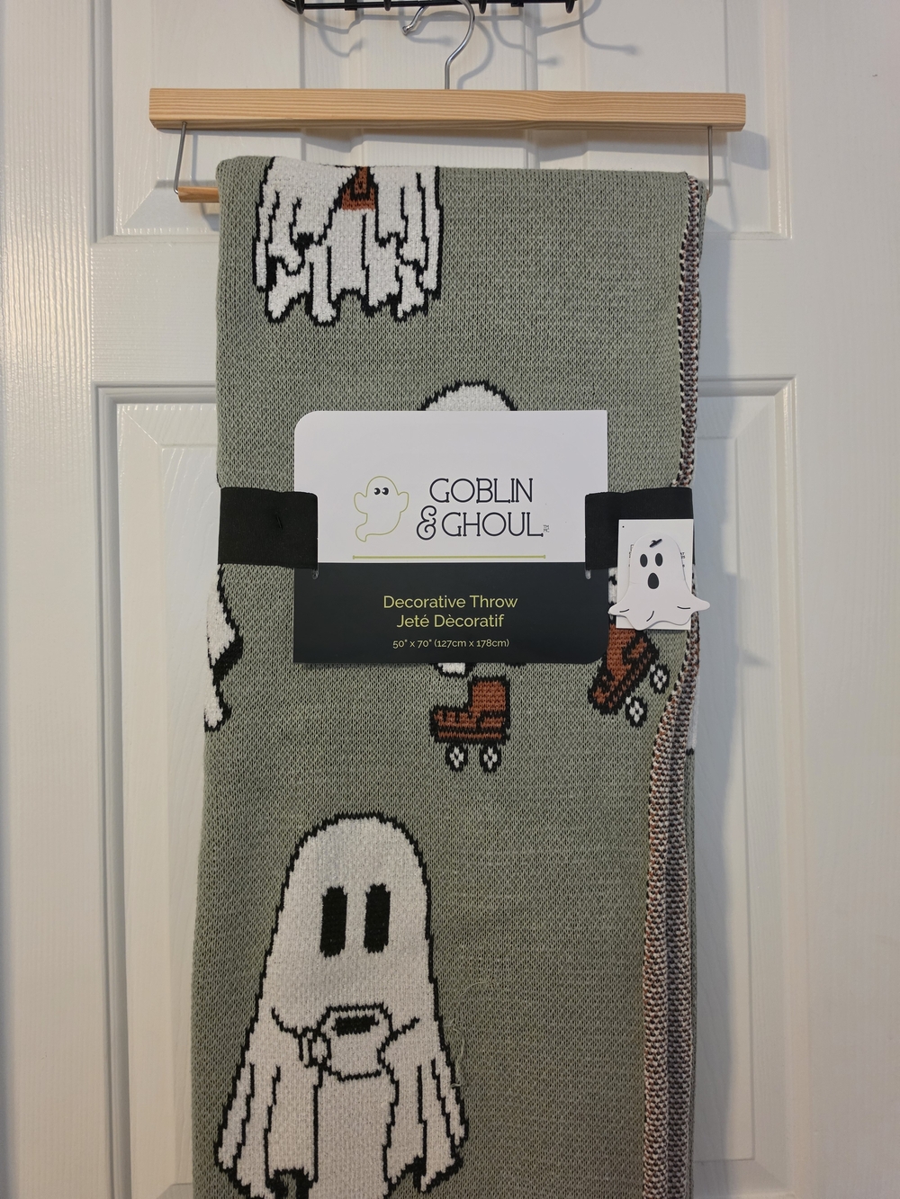 Sage Green Ghost Decorative Throw Blanket